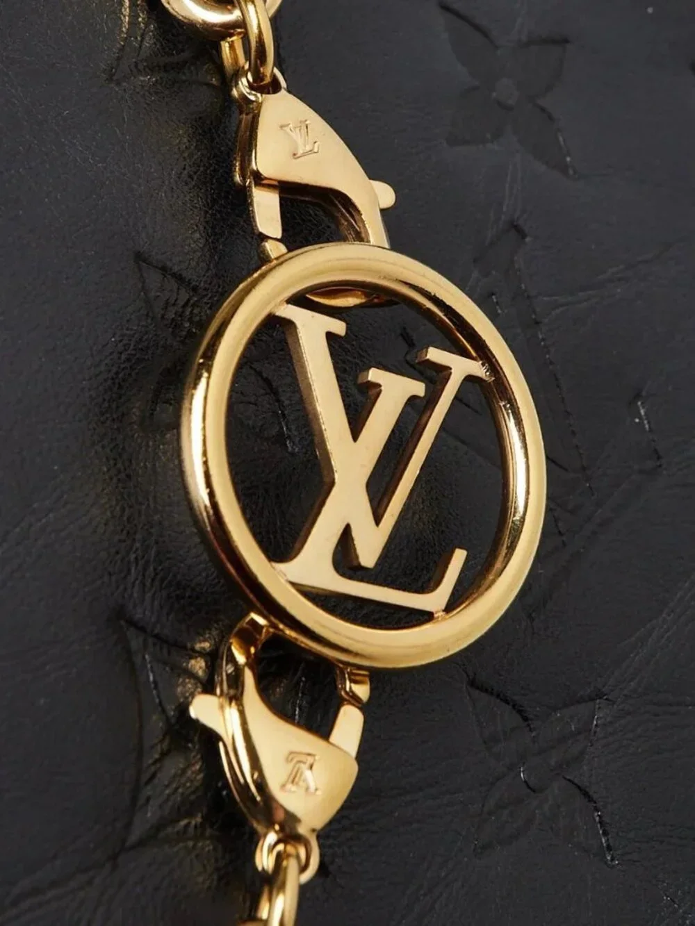 Louis Vuitton Black Monogram Embossed Lambskin Leather Coussin Pochette Bag